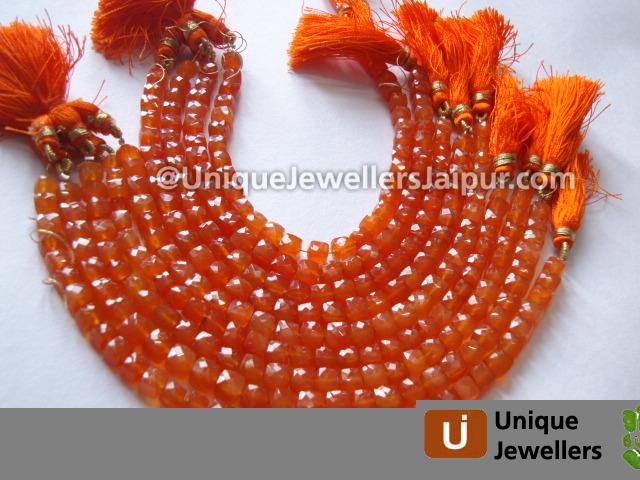 Carnelian Faceted Cube Beads